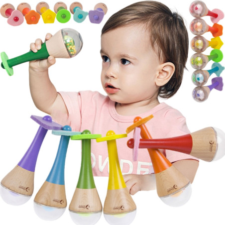 CLASSIC WORLD Rattle 2in1 medinis vaivorykštės instrumentas Maracas 1 vnt. CLASSIC WORLD Rattle 2in1 medinis vaivorykštės instrumentas Maracas 1 vnt.