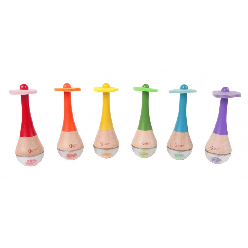 CLASSIC WORLD Rattle 2in1 medinis vaivorykštės instrumentas Maracas 1 vnt.