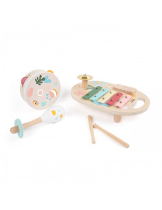 CLASSIC WORLD Muzikos instrumentų rinkinys vaikams Cimbolai Drum Rattle 5 vnt. 2