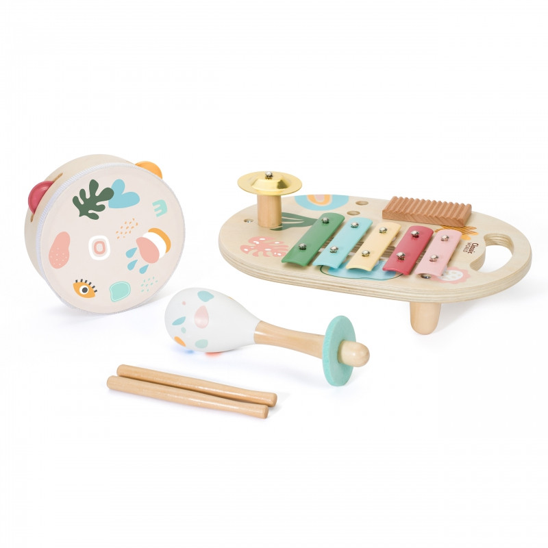CLASSIC WORLD Muzikos instrumentų rinkinys vaikams Cimbolai Drum Rattle 5 vnt.