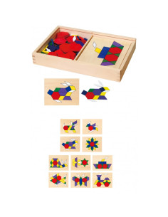 Деревянная геометрическая мозаика VIGA Dienes Blocks Montessori Logic Puzzle 148 деталей