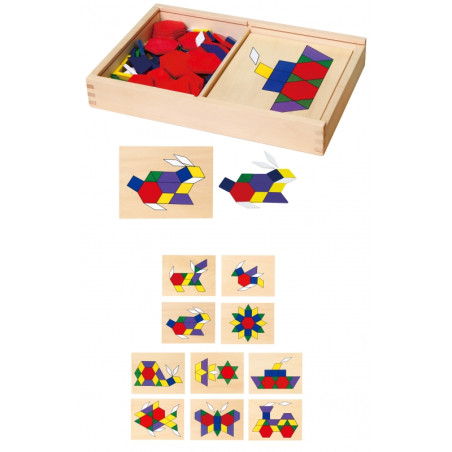 Деревянная геометрическая мозаика VIGA Dienes Blocks Montessori Logic Puzzle 148 деталей