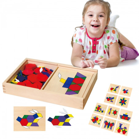 VIGA Medinė Geometrinė Mozaika Dienes Blokai Montessori Logika Puzzle148 el