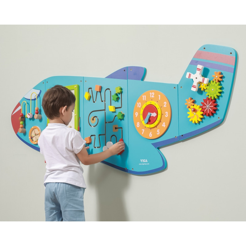VIGA Wooden Manipulative Sensory Board Airplane FSC Montessori Certificate
