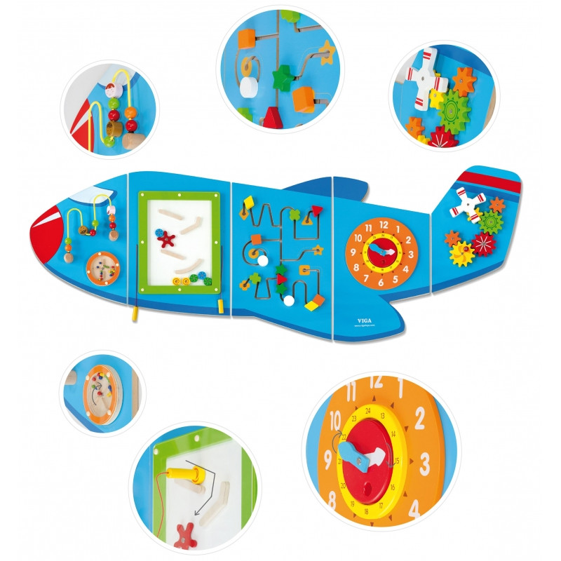 VIGA Wooden Manipulative Sensory Board Airplane FSC Montessori Certificate