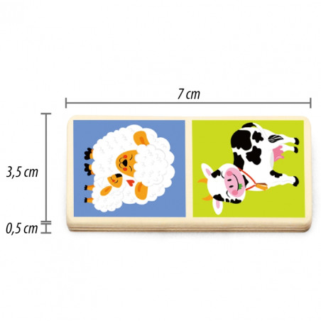 VIGA Edukaciniai mediniai domino kaladėlės ūkio žaidimas 28 elementai Montessori
