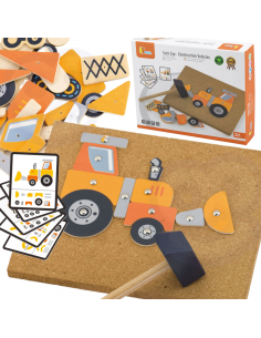 Деревянный конструктор VIGA "Гвоздезабивные машинки" 45 деталей, Монтессори