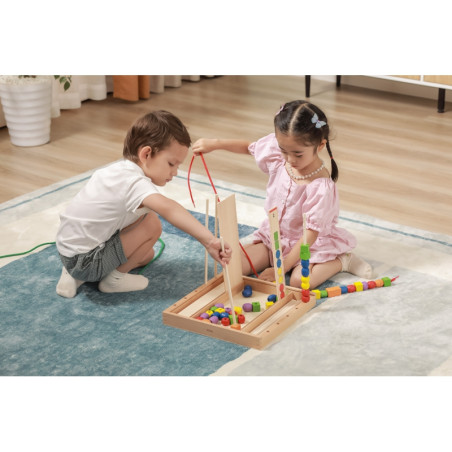 VIGA medinis edukacinis žaidimas Logikos karoliukai 104 Montessori elementai