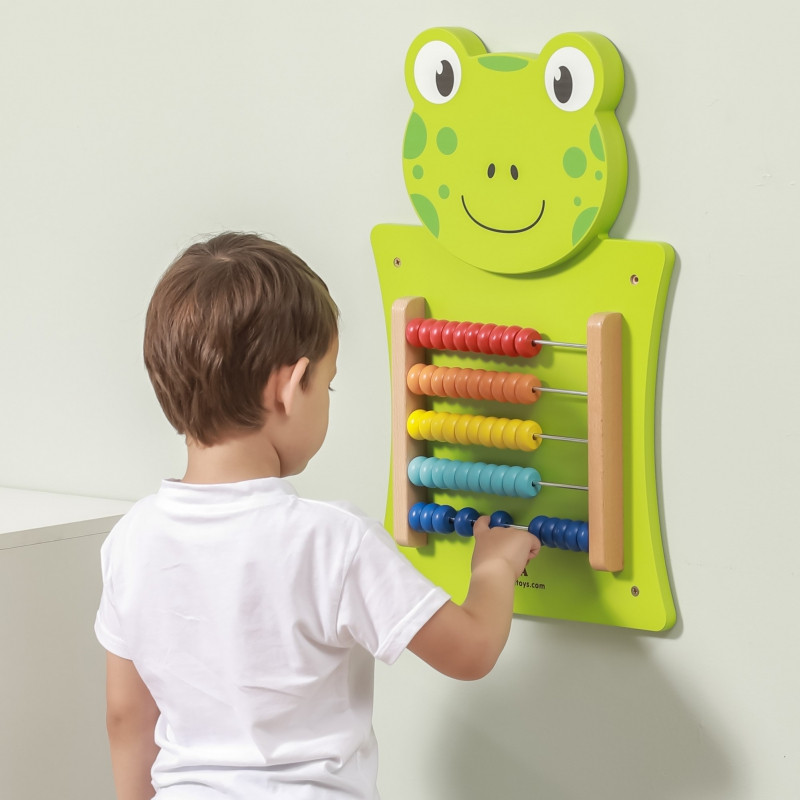 VIGA medinė manipuliavimo lenta Abacus Frog FSC Montessori sertifikatas
