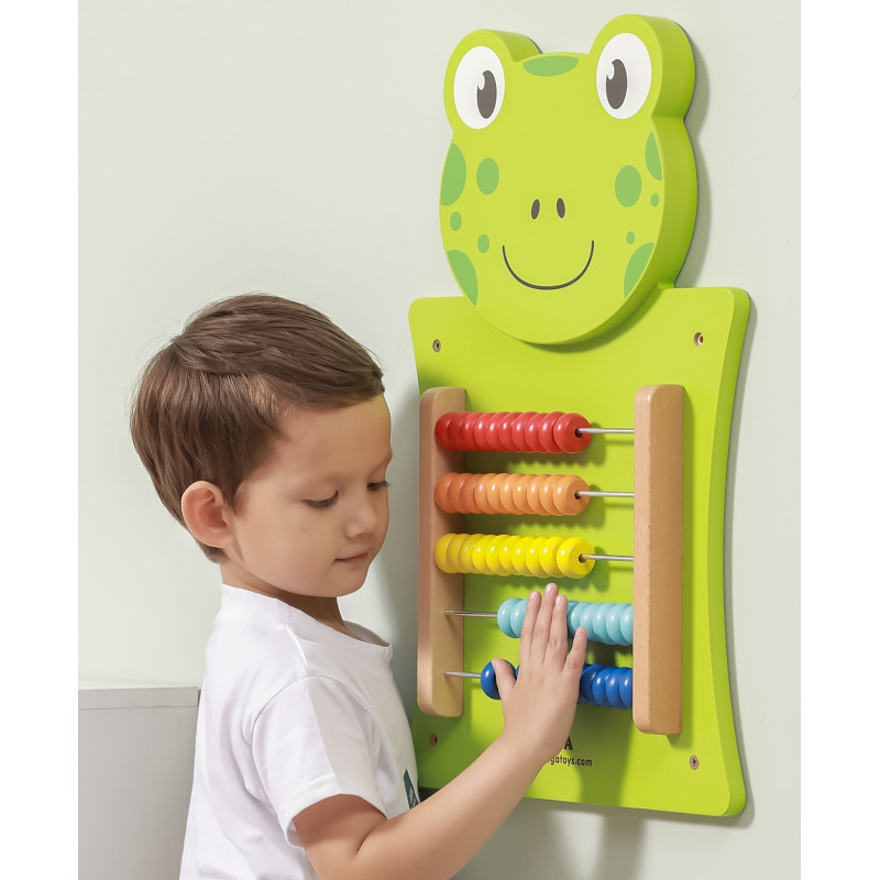 VIGA medinė manipuliavimo lenta Abacus Frog FSC Montessori sertifikatas