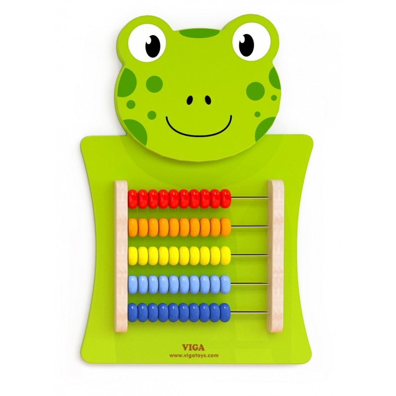 VIGA medinė manipuliavimo lenta Abacus Frog FSC Montessori sertifikatas