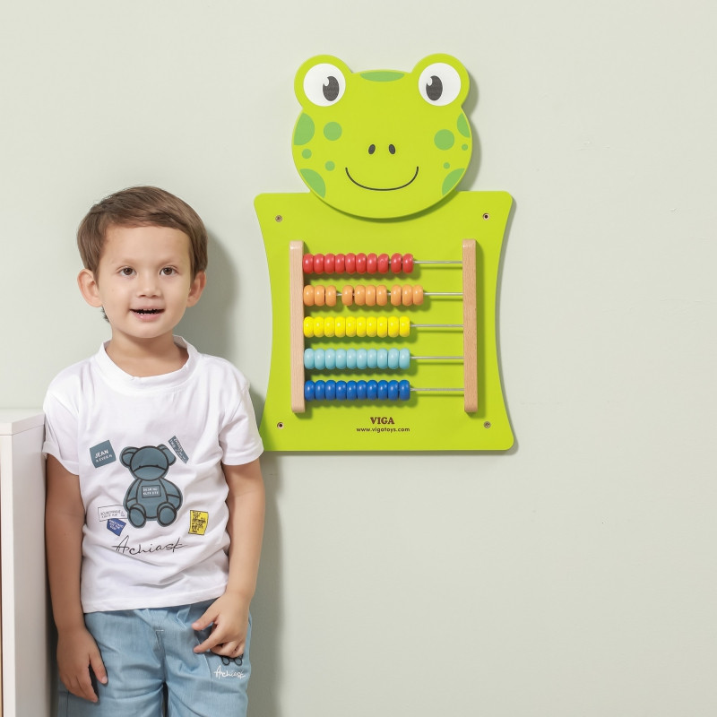 VIGA medinė manipuliavimo lenta Abacus Frog FSC Montessori sertifikatas