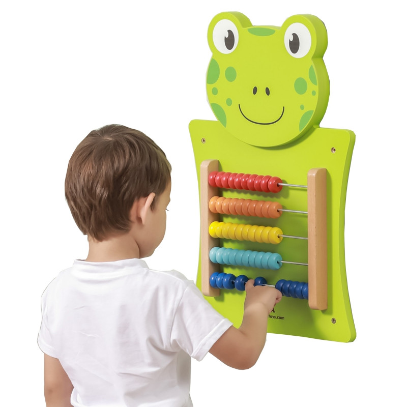 VIGA medinė manipuliavimo lenta Abacus Frog FSC Montessori sertifikatas