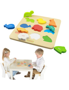 MASTERKIDZ medinių formų rūšiuotojas spalvingiems Montessori gyvūnams