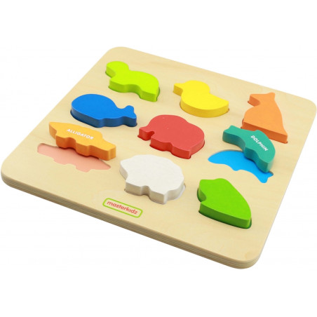 MASTERKIDZ medinių formų rūšiuotojas spalvingiems Montessori gyvūnams