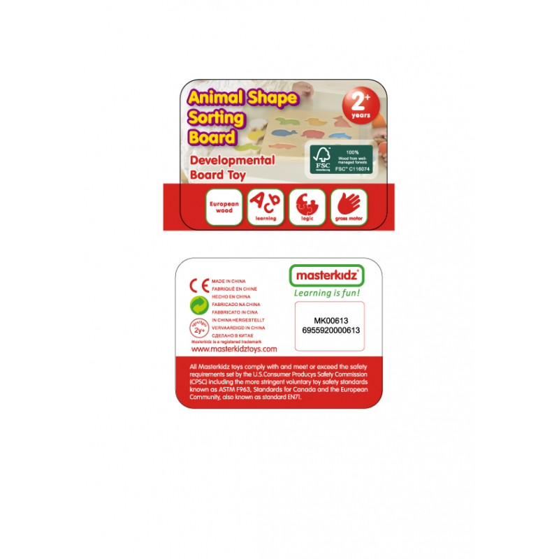 MASTERKIDZ medinių formų rūšiuotojas spalvingiems Montessori gyvūnams