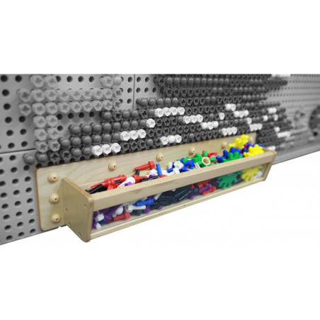 MASTERKIDZ medinis konteineris su skaidria sienele 80 cm ilgio, skirtas STEM mokslo ir kūrybinėms lentoms