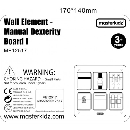 MASTERKIDZ Drewniana Tablica Manipulacyjna Ścienna Flex Kolorowe Kieszonki Klamry i Rzepy