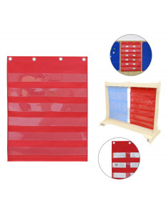 MASTERKIDZ medžiaginė pakabinama paklodė su kortele ir nuotraukų kišenėmis raudona