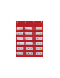 MASTERKIDZ medžiaginė pakabinama paklodė su kortele ir nuotraukų kišenėmis raudona 2