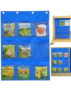 MASTERKIDZ audinio pakabinama paklodė su kišenėmis knygoms ir paveikslėliams mėlyna