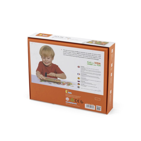 Пробковая доска для дизайна ногтей Монтессори VIGA Wooden Farm