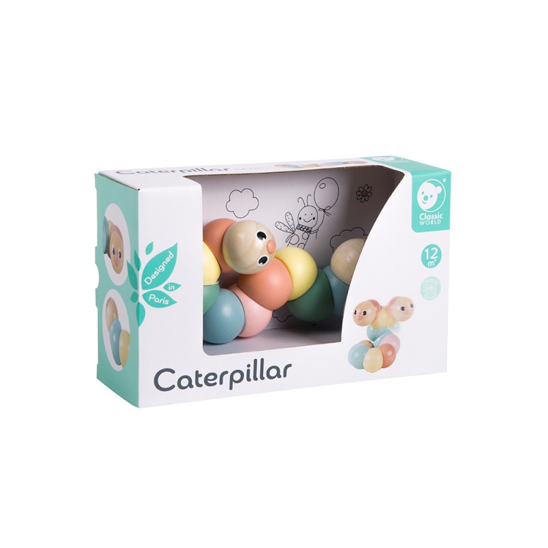 CLASSIC WORLD Wooden Caterpillar Colorful for Bending and Twisting
