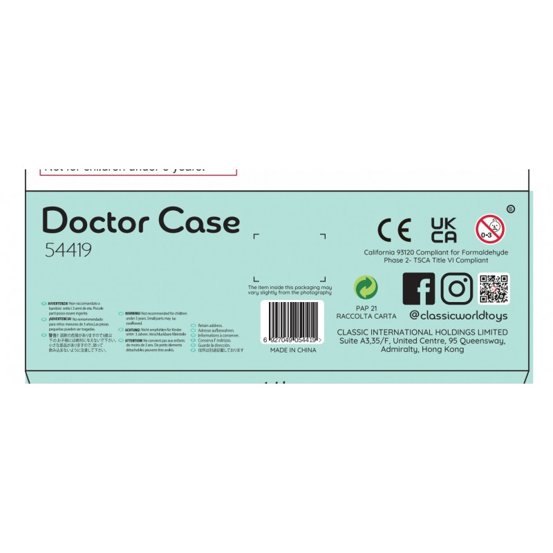CLASSIC WORLD Деревянный набор Чемоданчик маленького доктора 19 предметов.
