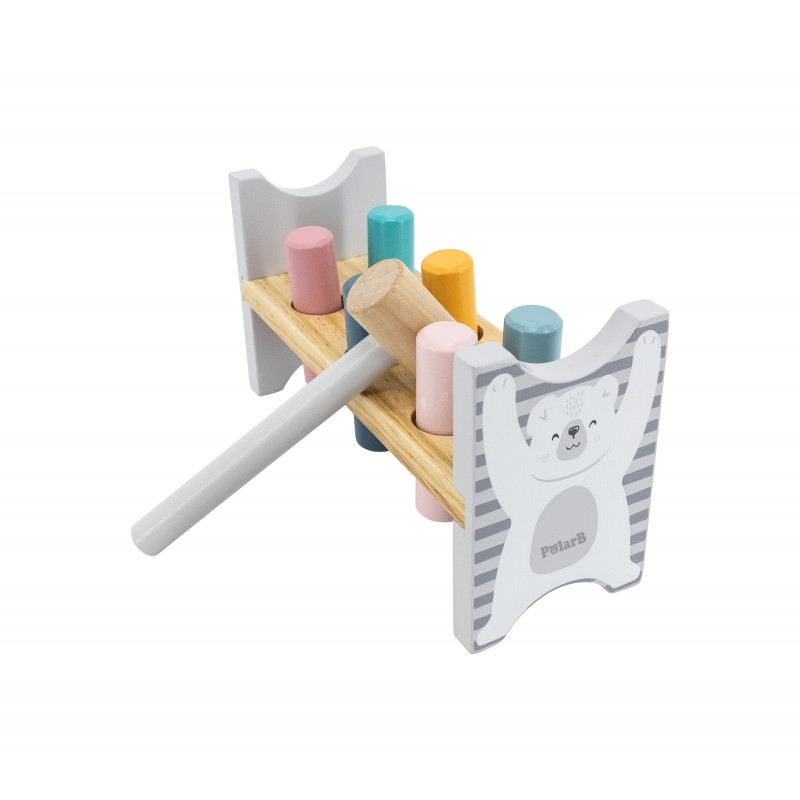 VIGA PolarB Wooden Bench with Hammer - Montessori