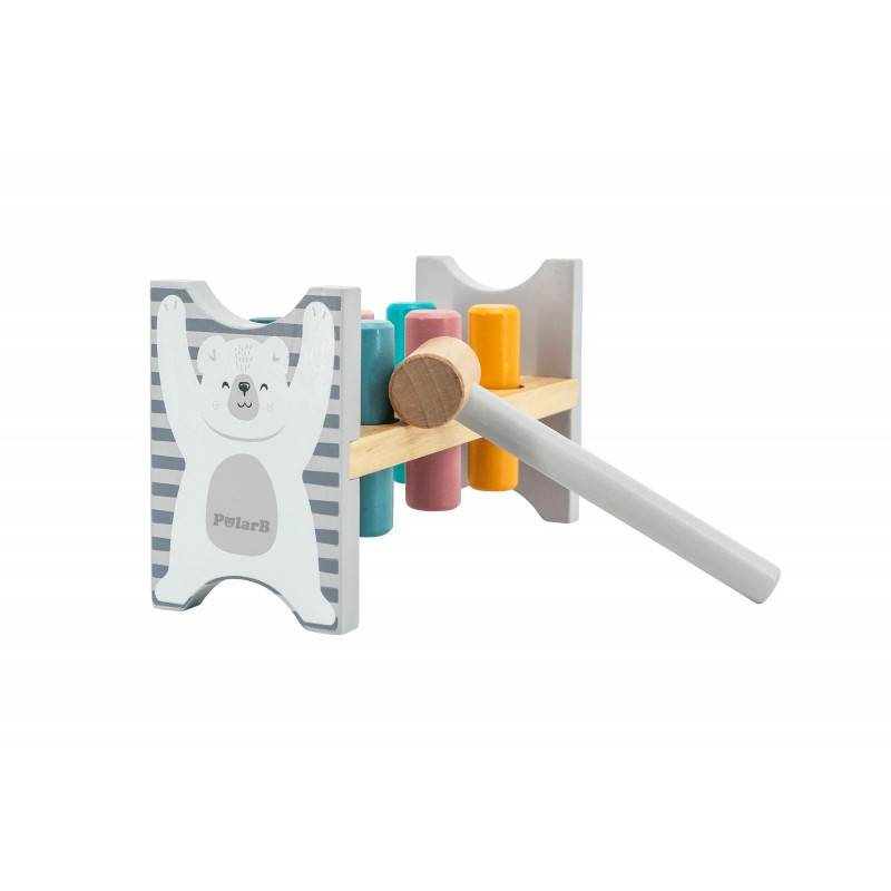 VIGA PolarB Wooden Bench with Hammer - Montessori