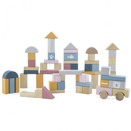 VIGA PolarB Zestaw drewnianych klocków w wiaderku - 60 elementów VIGA PolarB Zestaw drewnianych klocków w wiaderku - 60 elementów