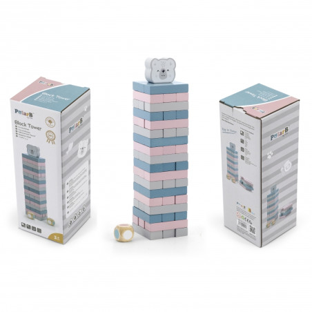 Игра-головоломка «Деревянная башня» VIGA PolarB в пастельных тонах