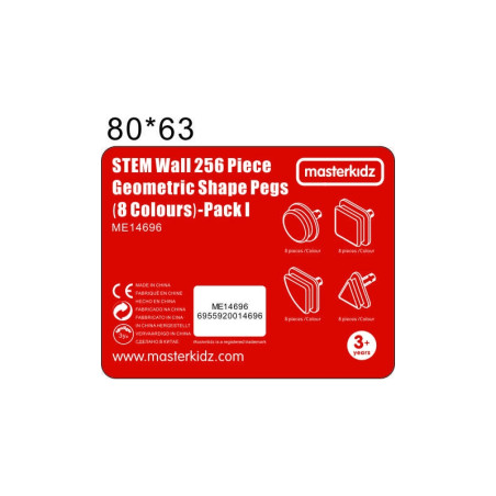 Геометрические элементы MASTERKIDZ, 8 цветов, 256 шт., аксессуары для STEM-доски