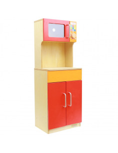 MASTERKIDZ medinė virtuvės spintelė su mikrobangų krosnele