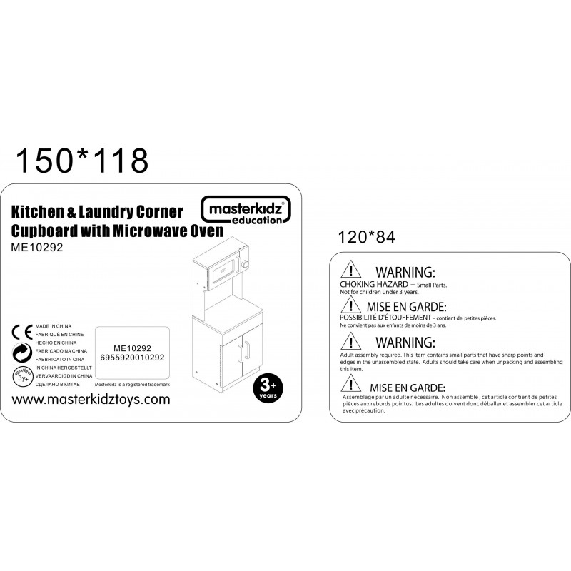 MASTERKIDZ medinė virtuvės spintelė su mikrobangų krosnele
