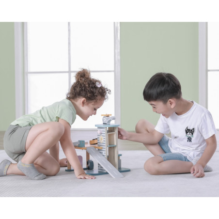 Парковочный гараж VIGA PolarB с вертолетом и игрушечными машинками