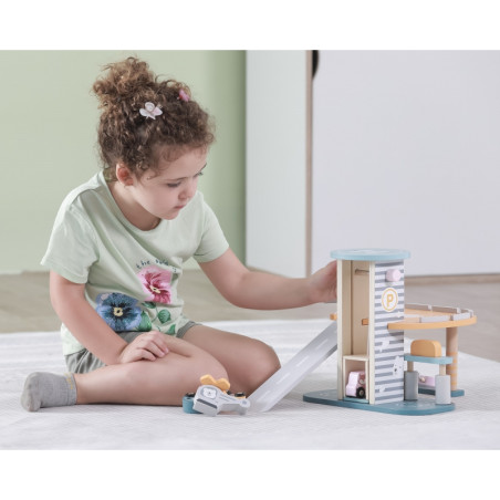 Парковочный гараж VIGA PolarB с вертолетом и игрушечными машинками