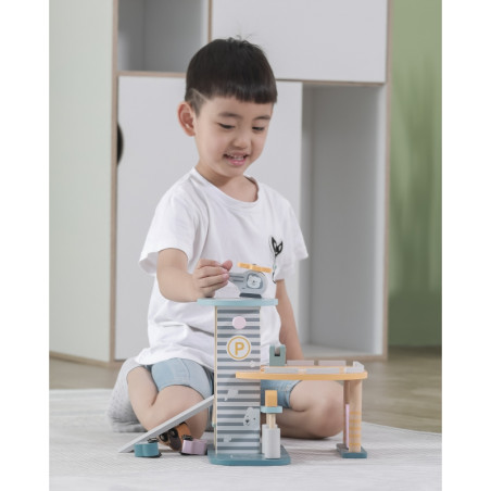 Парковочный гараж VIGA PolarB с вертолетом и игрушечными машинками