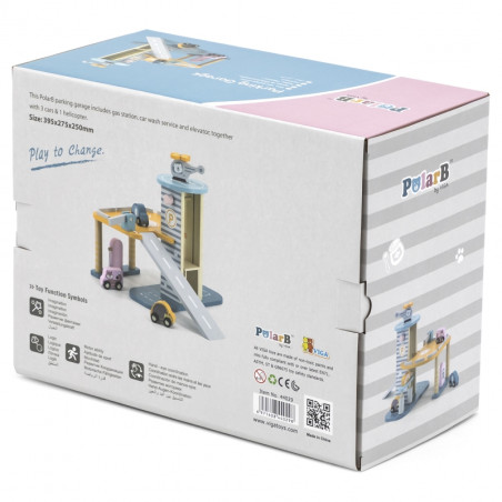 Парковочный гараж VIGA PolarB с вертолетом и игрушечными машинками