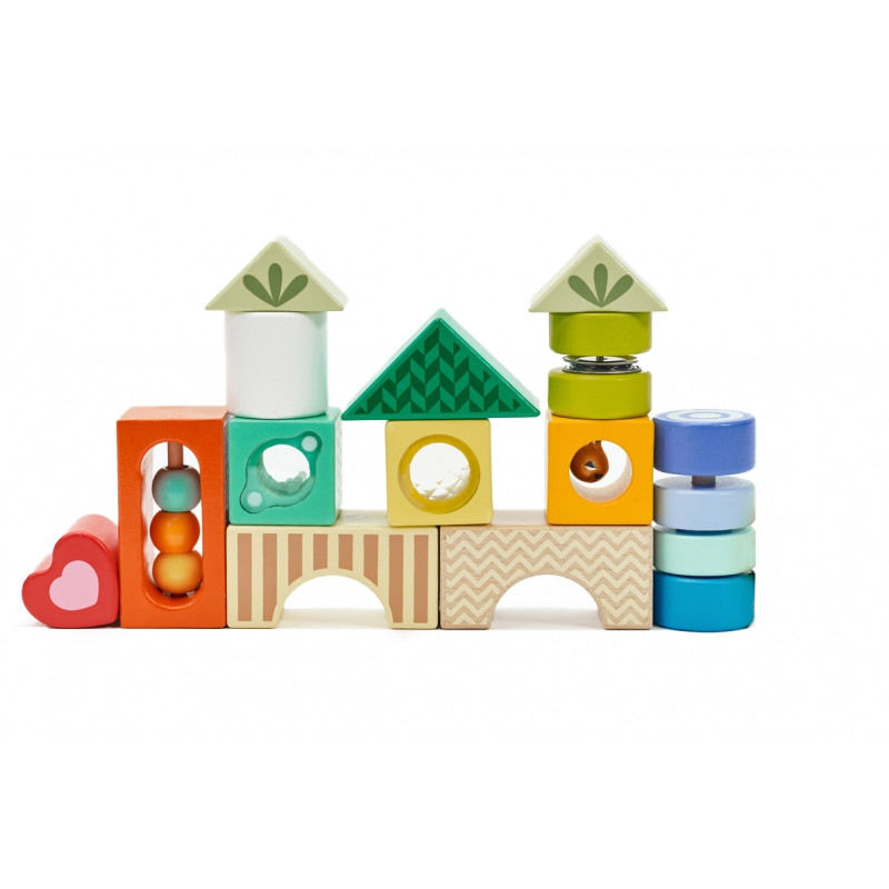 CLASSIC WORLD Деревянные сенсорные блоки 7 функций Многофункциональные головоломки Формы Звук MONTESSORI 14 шт.