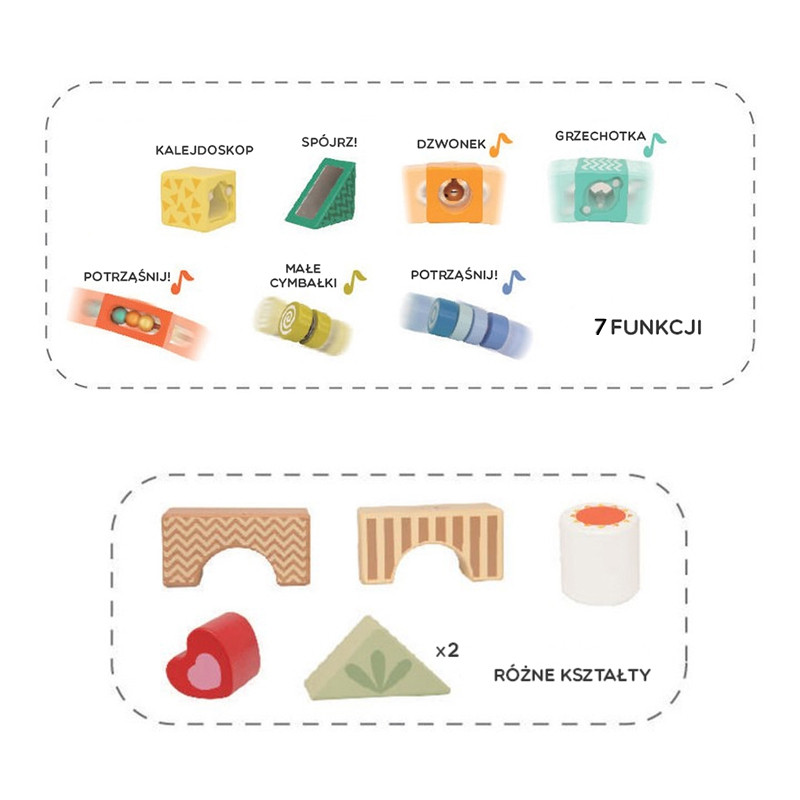CLASSIC WORLD Деревянные сенсорные блоки 7 функций Многофункциональные головоломки Формы Звук MONTESSORI 14 шт.