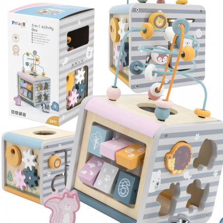 Деревянный развивающий игровой центр VIGA PolarB Activity Box, кубик 5 в 1
