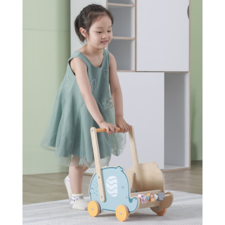 VIGA PolarB Drewniany Wózek 2w1 Chodzik Pchacz Słonik