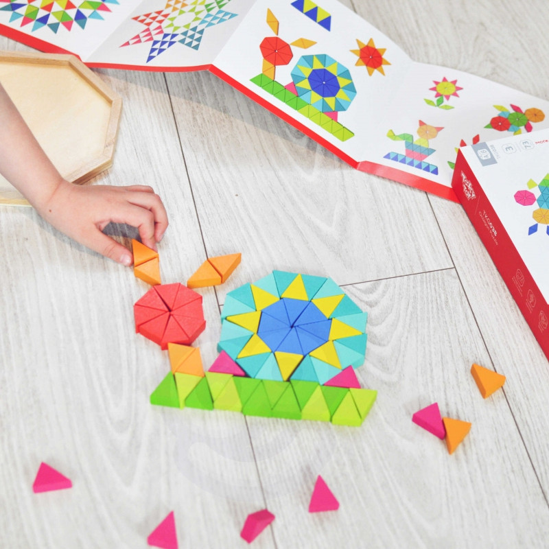 TOOKY TOY aštuonkampė dėlionė medinė edukacinė mozaika (73vnt.)