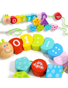 TOOKY TOY Medinės sriegimo kaladėlės Vikšras Mokymasis skaičiuoti 20 vnt.