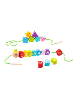 TOOKY TOY Medinės sriegimo kaladėlės Vikšras Mokymasis skaičiuoti 20 vnt. 2