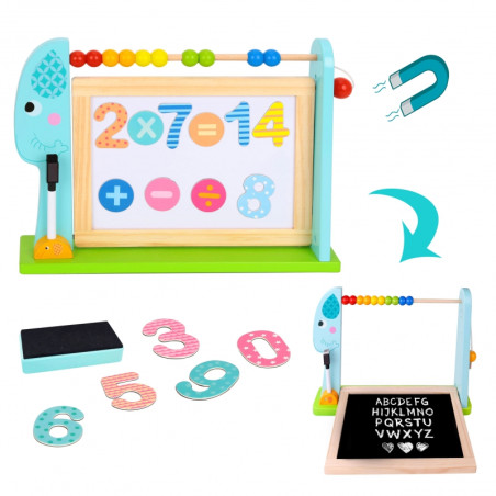 TOOKY TOY didelė medinė dvipusė magnetinė lenta + kreida TOOKY TOY didelė medinė dvipusė magnetinė lenta + kreida