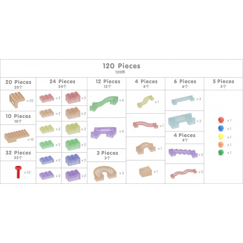 MASTERKIDZ Statybinis rinkinys Rutulinis takelis STEM lenta 120vnt