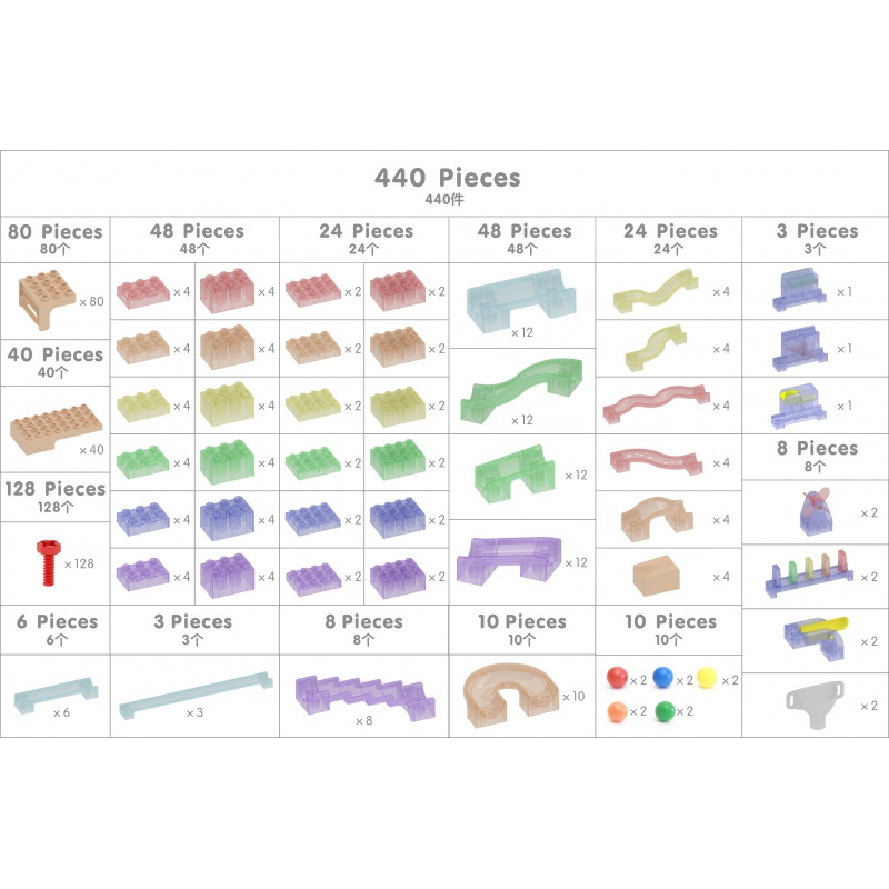 MASTERKIDZ Ball Track Construction Set STEM Board 440 pieces