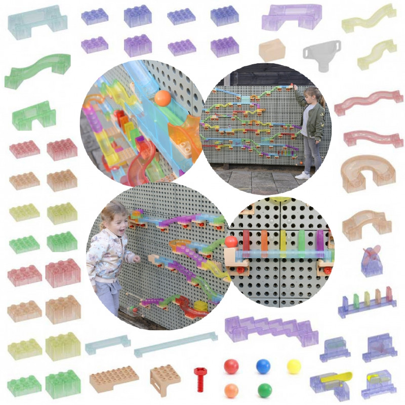 MASTERKIDZ Ball Track Construction Set STEM Board 440 pieces